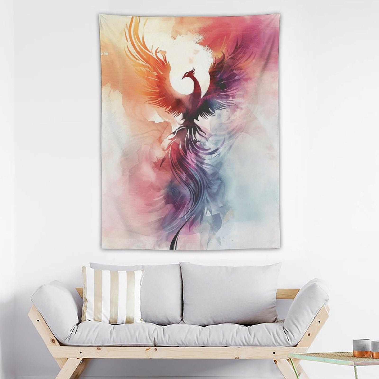Amazon.com: QEOPGNE Watercolor Style Phoenix Rising Tapestry Wall